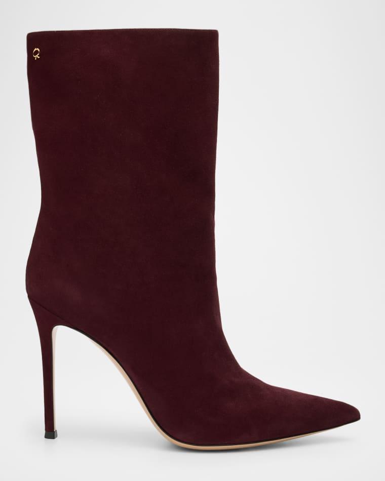 105mm Suede Pointed-Toe Booties by GIANVITO ROSSI