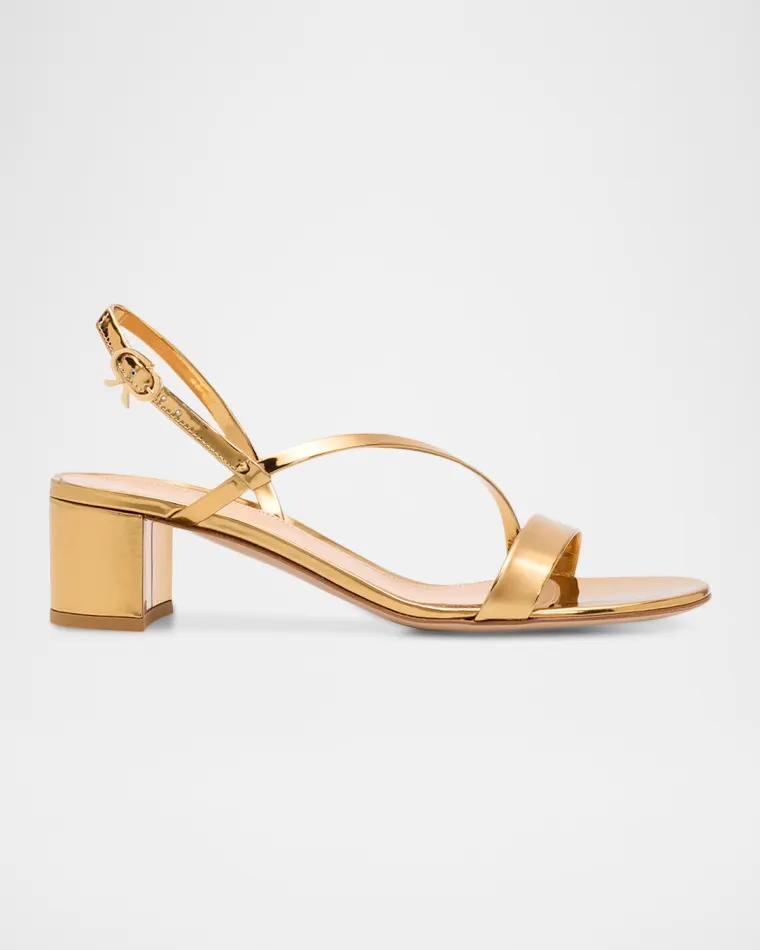 45mm Betsy Metallic Leather Sandals by GIANVITO ROSSI