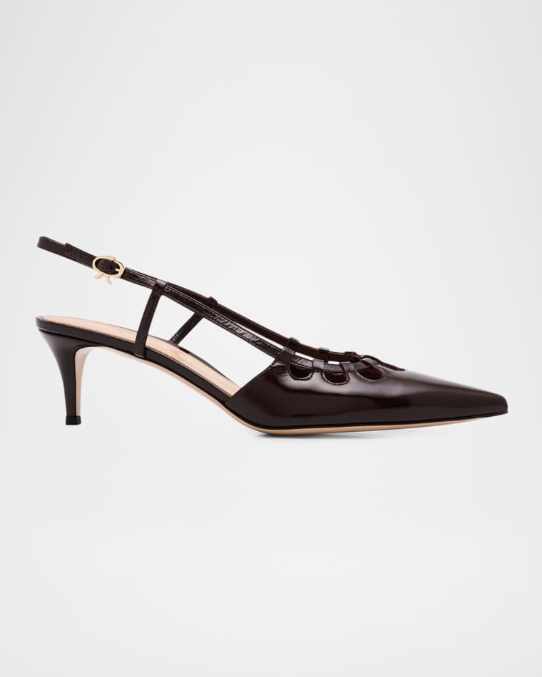 55mm Cutout Patent Leather Slingback Pumps by GIANVITO ROSSI
