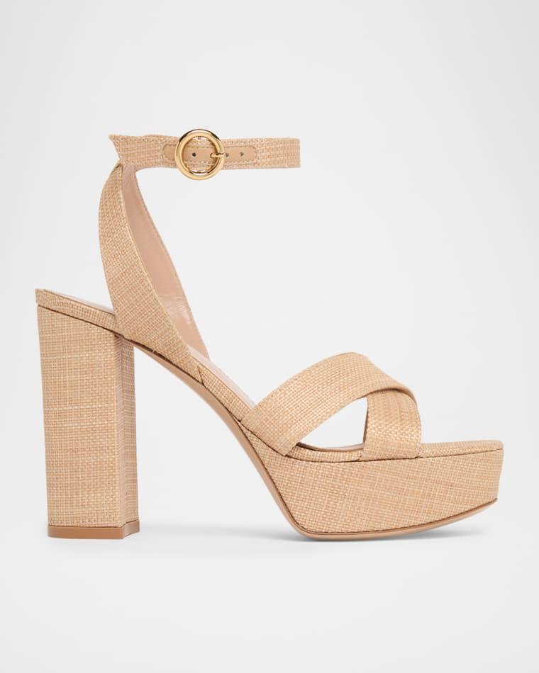 70MM Raffia Platform Sandals by GIANVITO ROSSI