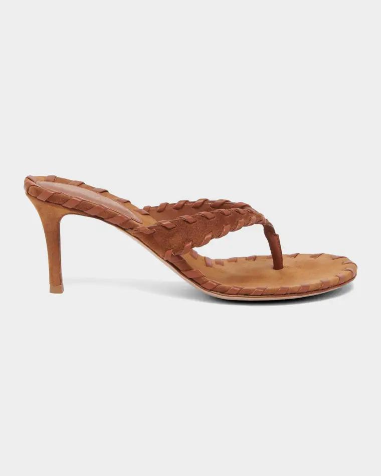 70mm Whipstitch Suede Thong Sandals by GIANVITO ROSSI
