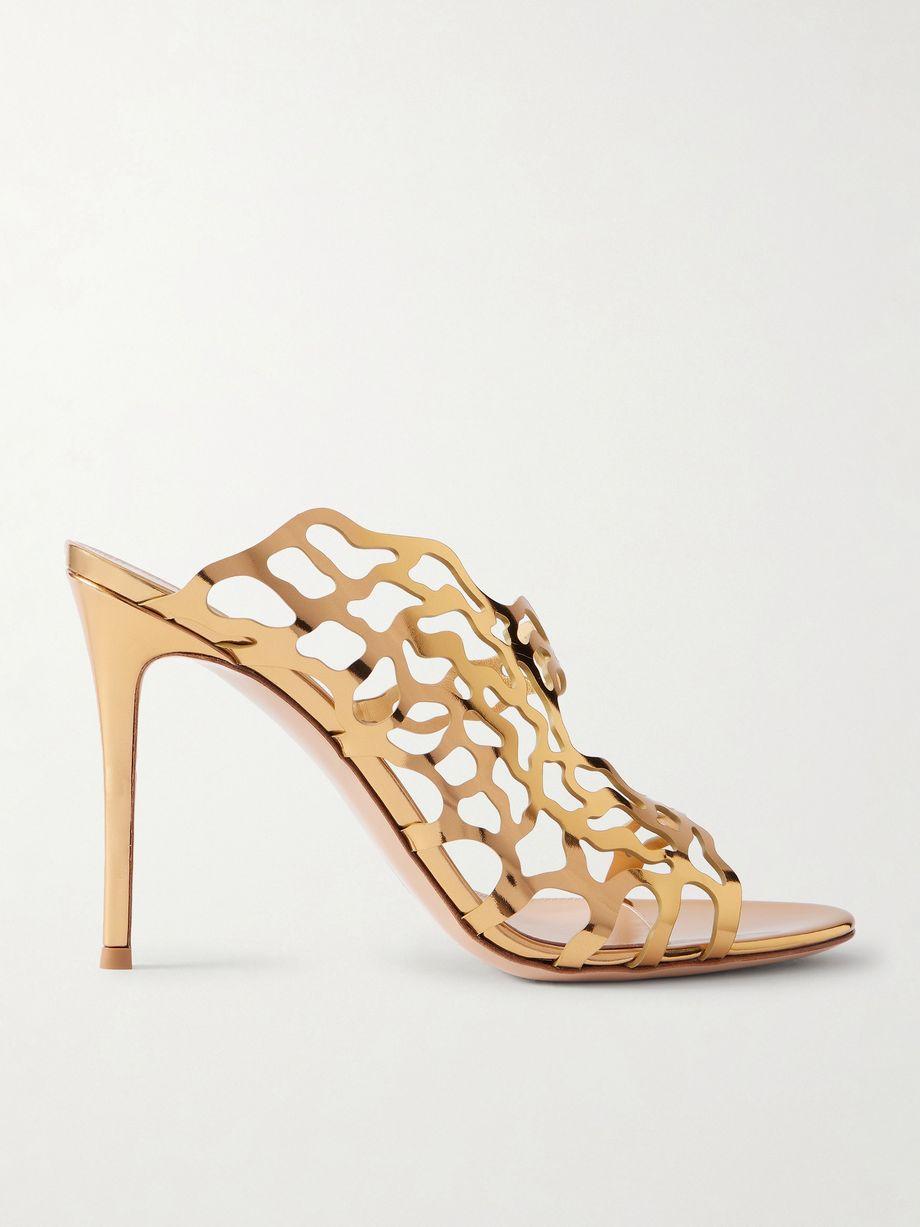 95 laser-cut metallic leather mules by GIANVITO ROSSI