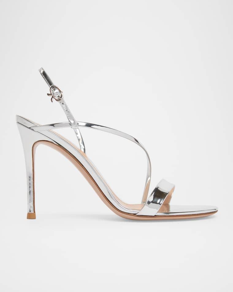 95MM Metallic Leather Sandals by GIANVITO ROSSI