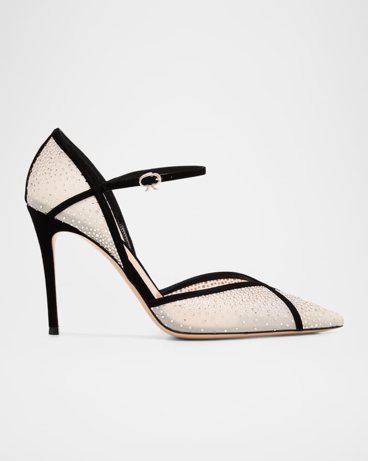 95mm Embellished Organza and Suede Pumps by GIANVITO ROSSI