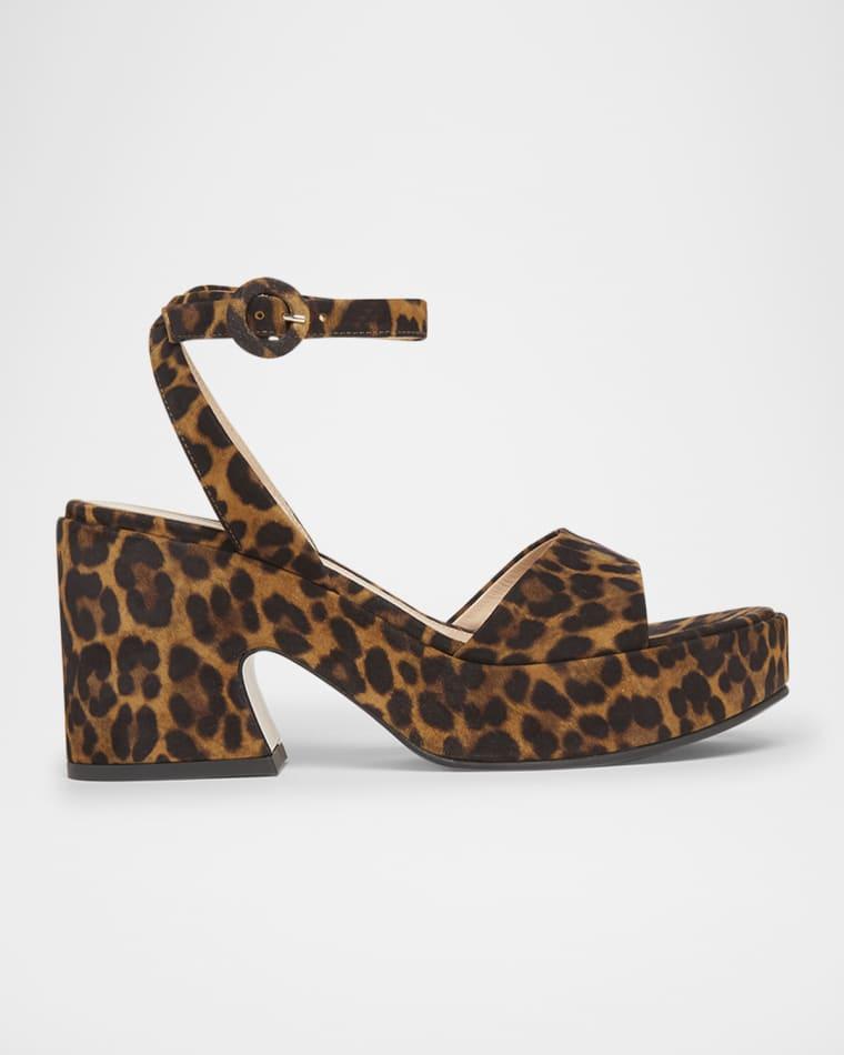 Alma Leopard Ankle-Strap Platform Sandals by GIANVITO ROSSI Alma Leopard Ankle-Strap Platform Sandals by GIANVITO ROSSI