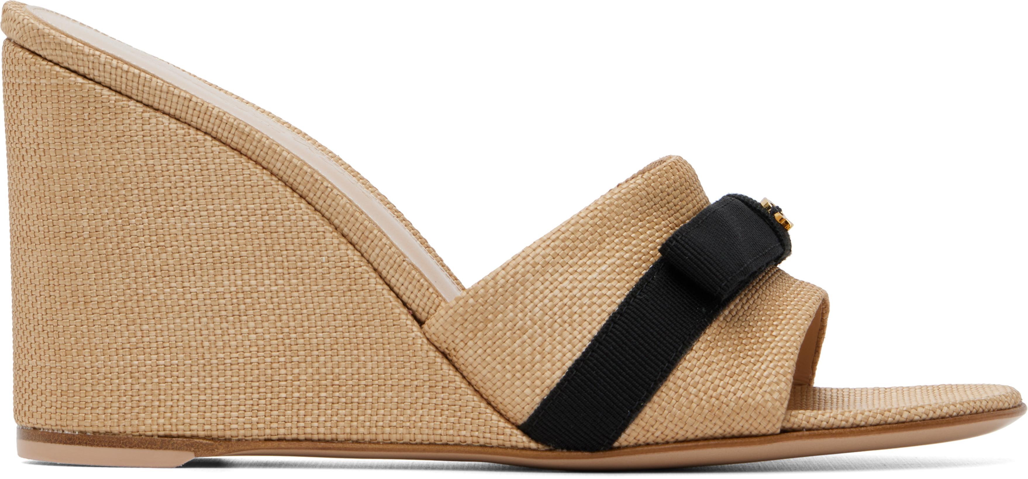 Beige Minou Wedge Heeled Sandals by GIANVITO ROSSI