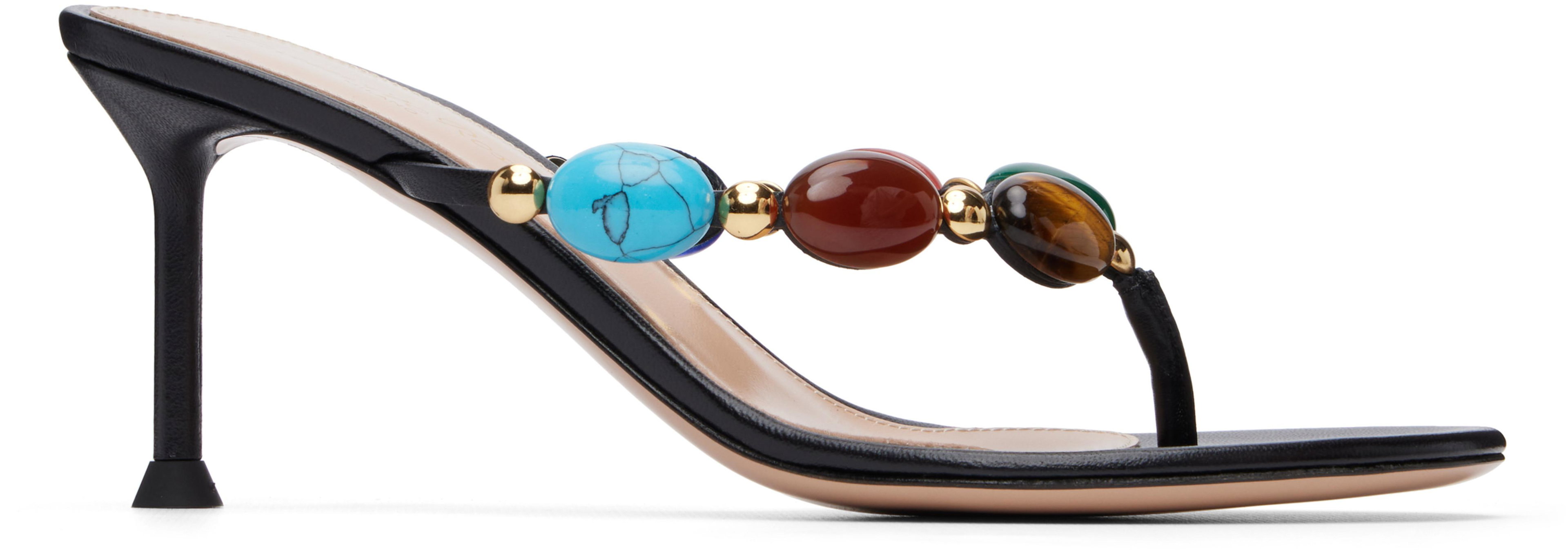 Black Shanti Thong 70 Heeled Sandals by GIANVITO ROSSI