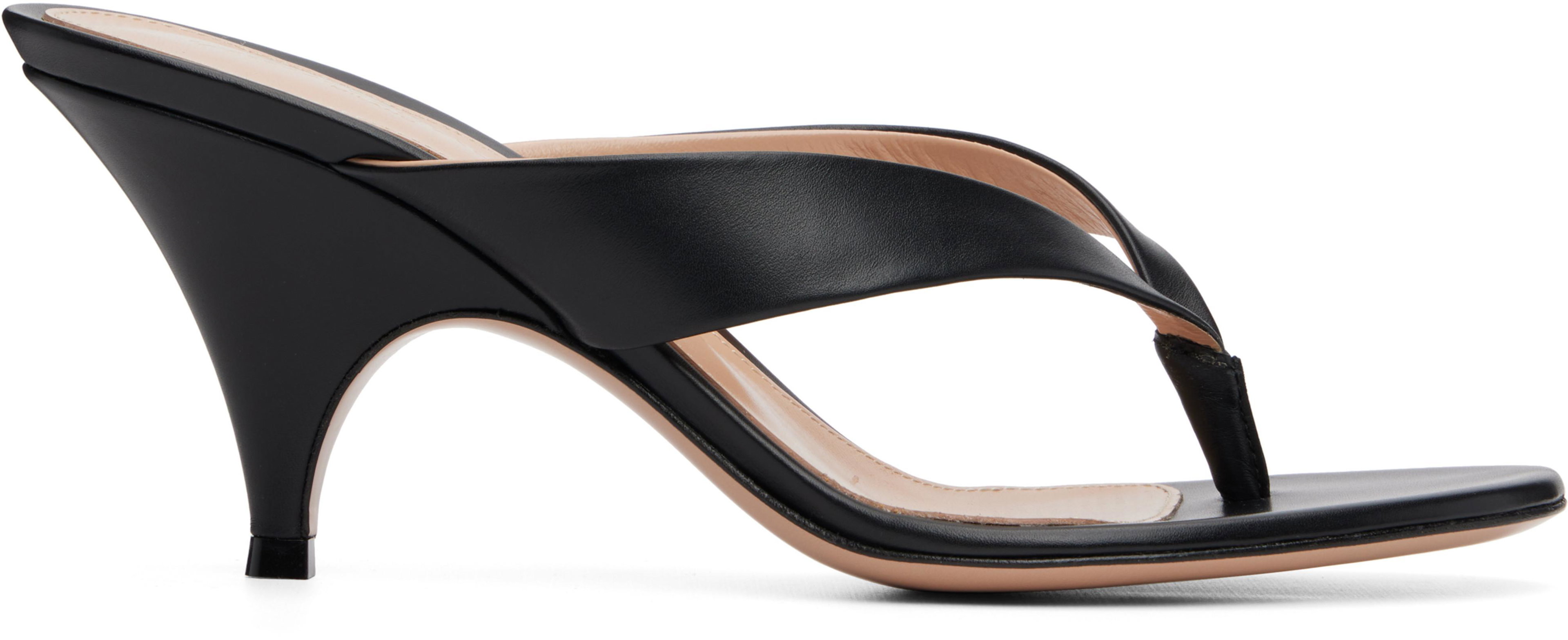 Black Sofia Thong Heeled Sandals by GIANVITO ROSSI