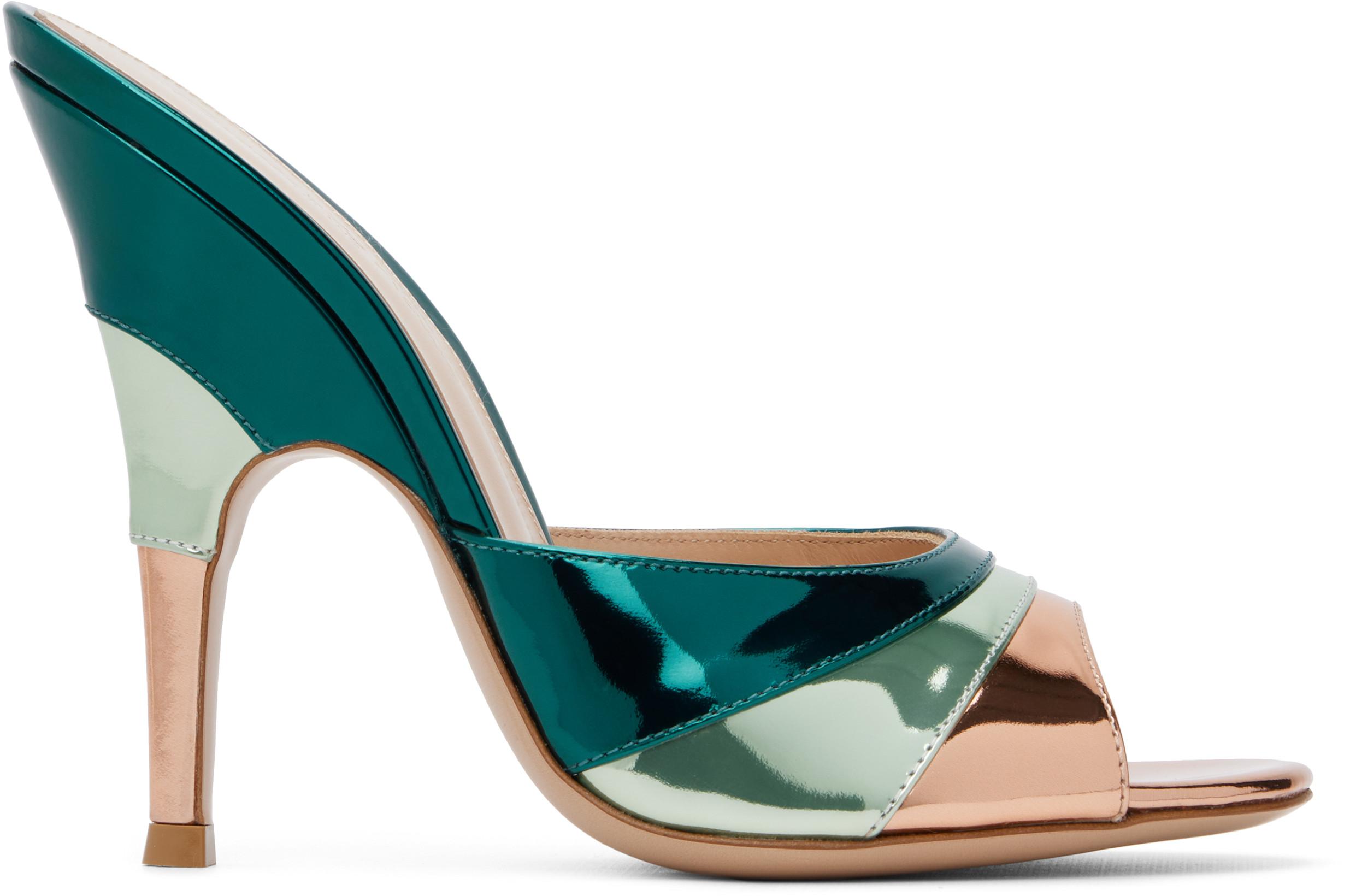Blue & Gold Marea Heeled Sandals by GIANVITO ROSSI