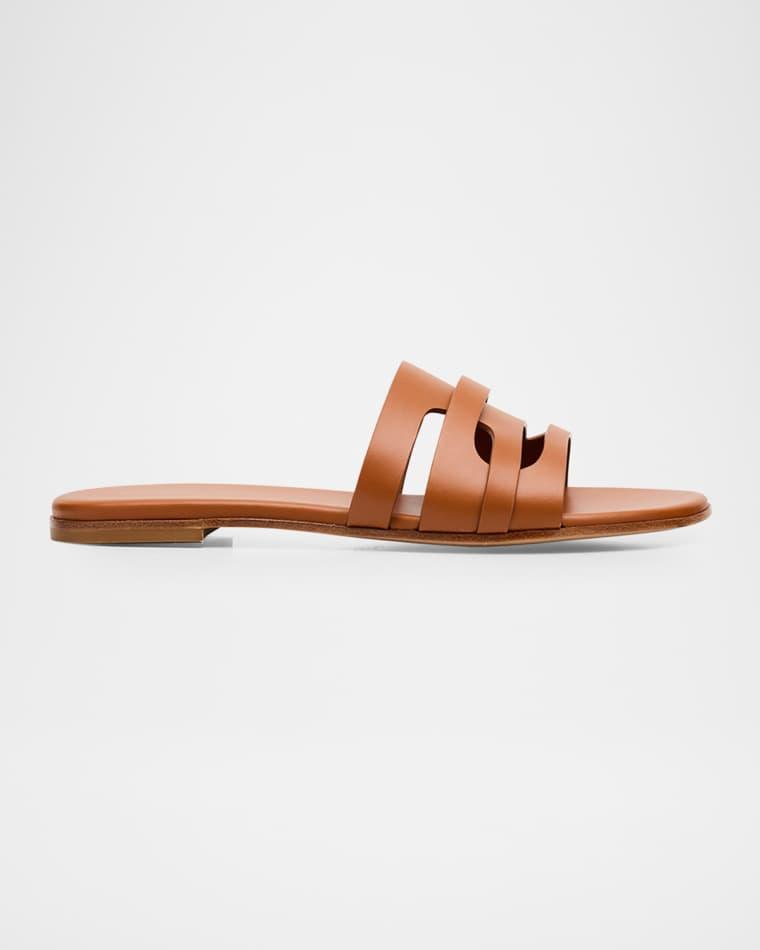 Calfskin Leather Flat Slide Sandals by GIANVITO ROSSI