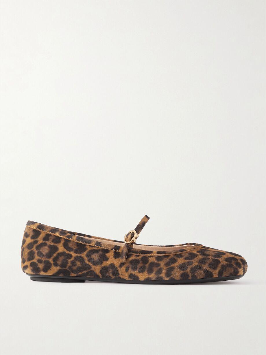 Carla leopard-print suede Mary Jane ballet flats by GIANVITO ROSSI