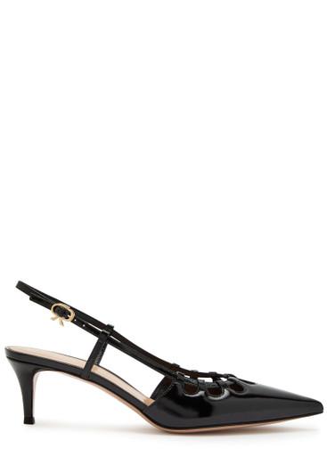 Eloise 55 cut-out glossed leather slingback pumps by GIANVITO ROSSI