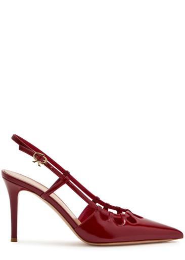 Eloise 85 cut-out glossed leather slingback pumps by GIANVITO ROSSI