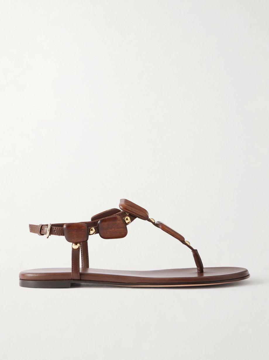 Embellished leather flat sandals by GIANVITO ROSSI