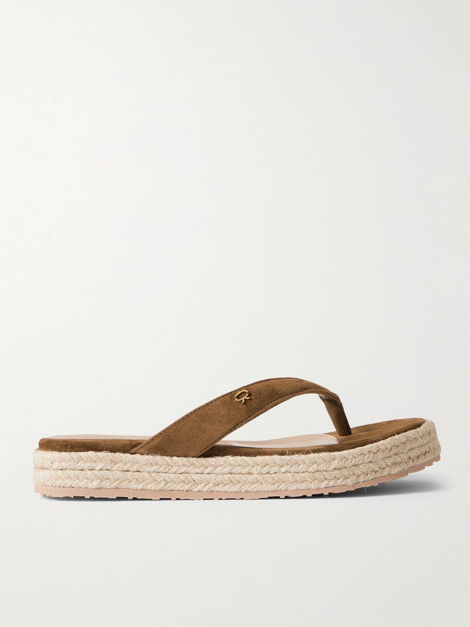 Embellished suede platform espadrille flip flops by GIANVITO ROSSI