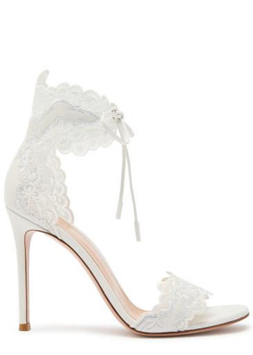 Evie 105 lace and leather sandals by GIANVITO ROSSI