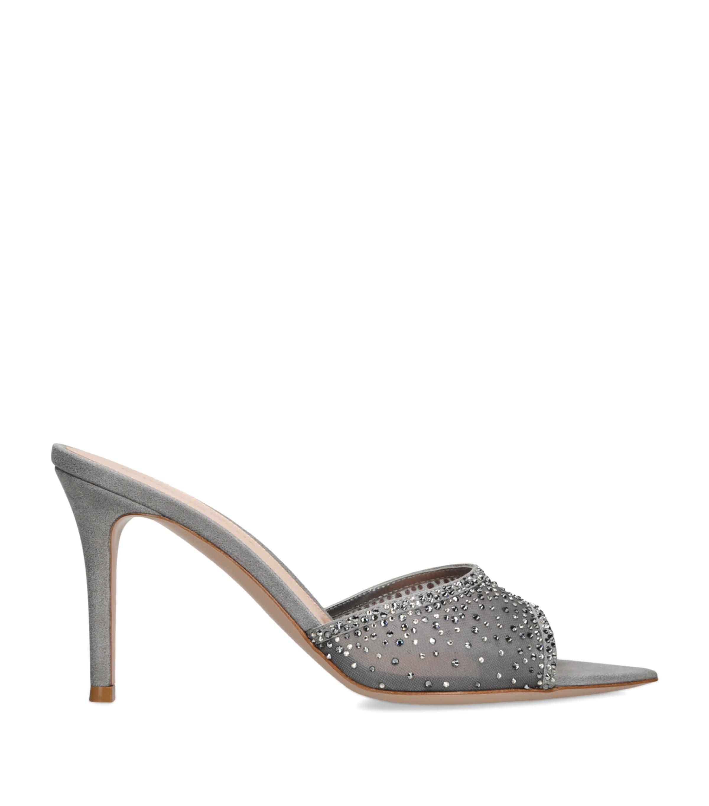 Gianvito Rossi Embellished Silk-Suede Rania Mules 85 by GIANVITO ROSSI