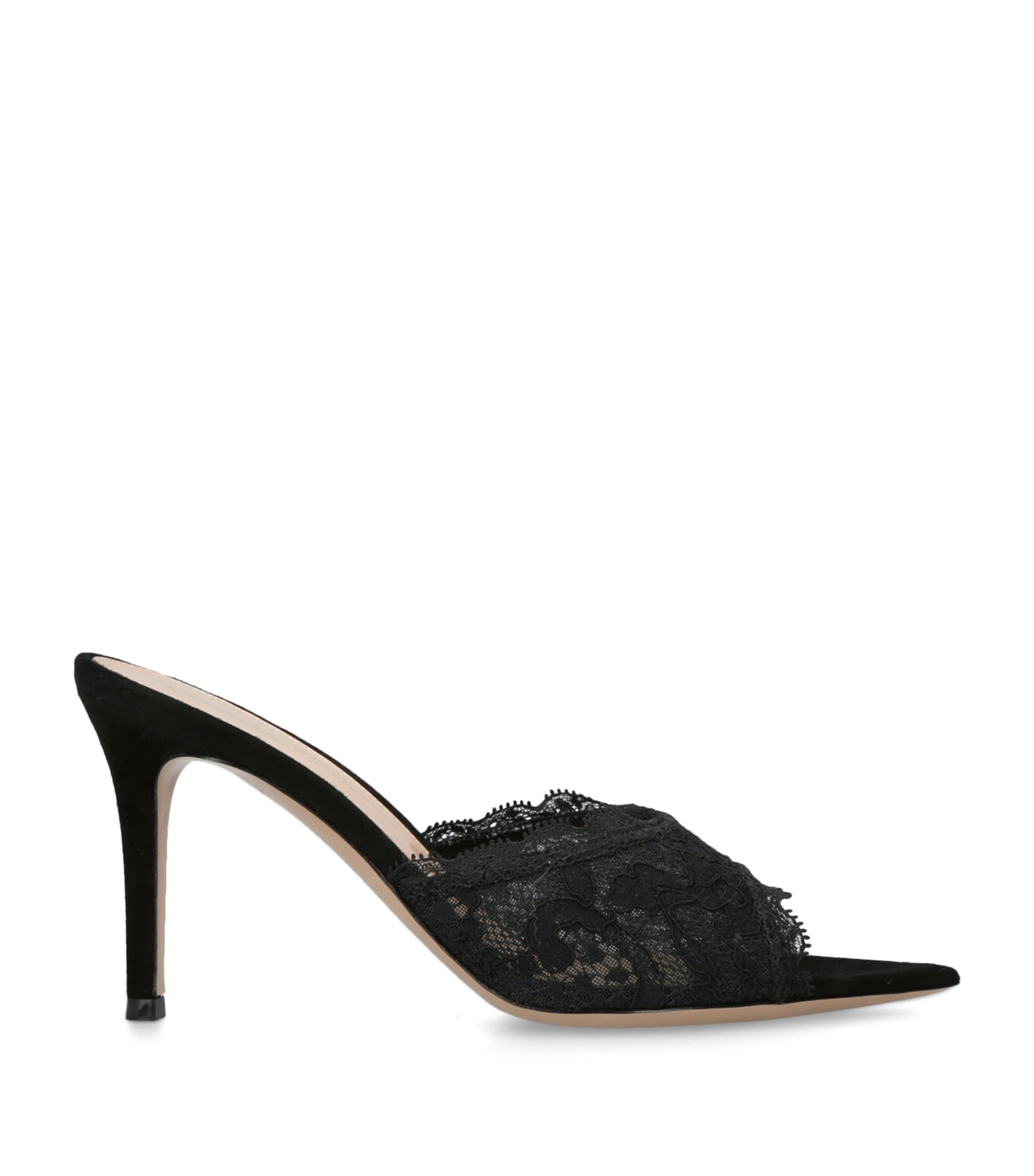 Gianvito Rossi Lace Claudia Mules 85 by GIANVITO ROSSI