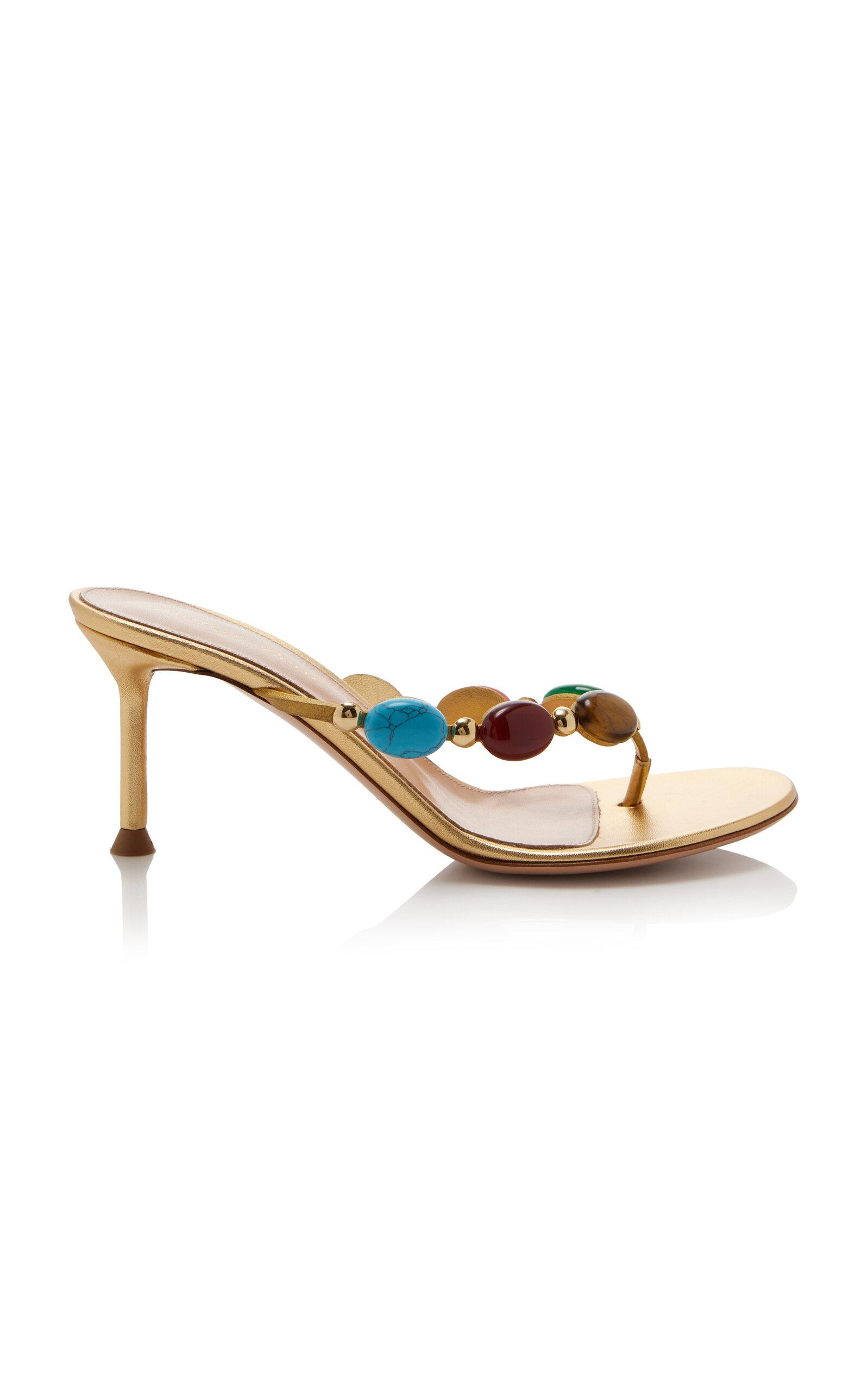 Gianvito Rossi Shanti Stone-Embellished Leather Sandals - Moda Operandi by GIANVITO ROSSI