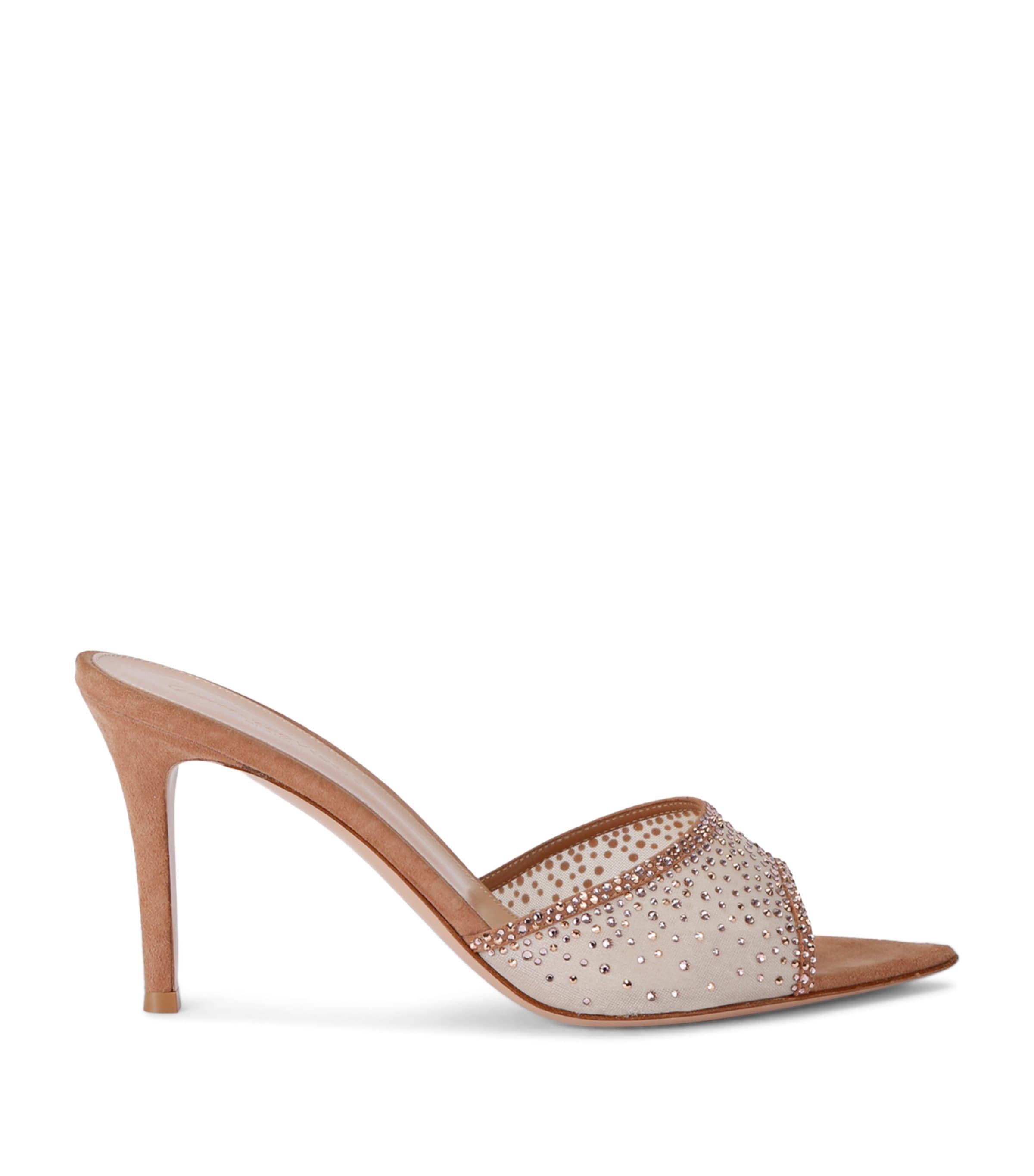 Gianvito Rossi Suede Embellished Rania Mules 85 by GIANVITO ROSSI