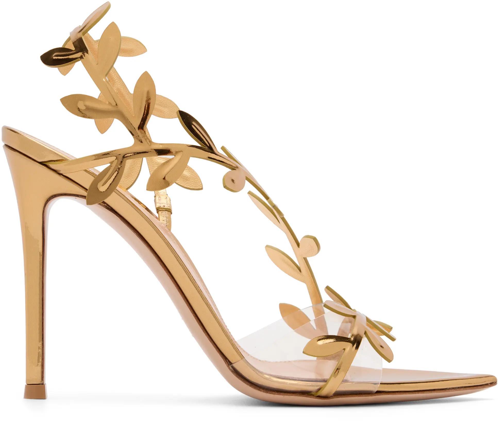 Gold Flavia Heeled Sandals by GIANVITO ROSSI