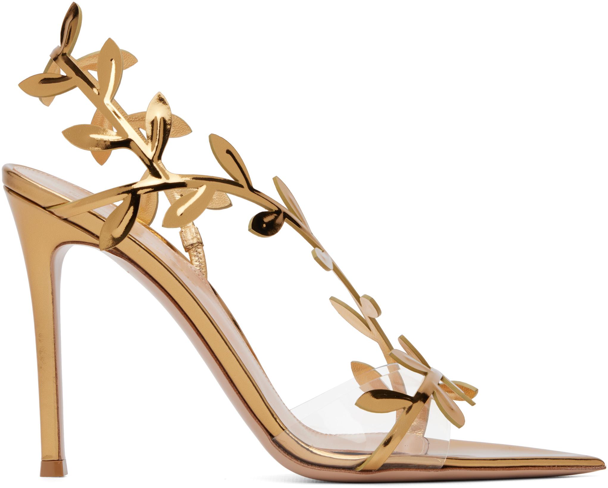 Gold Flavia Heeled Sandals by GIANVITO ROSSI