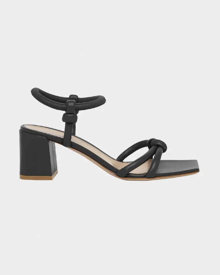 Knotted Leather Block-Heel Sandals by GIANVITO ROSSI