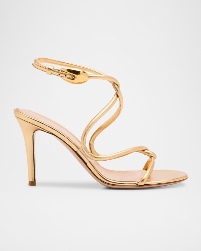 Metallic Serpent Twist Ankle-Strap Sandals by GIANVITO ROSSI