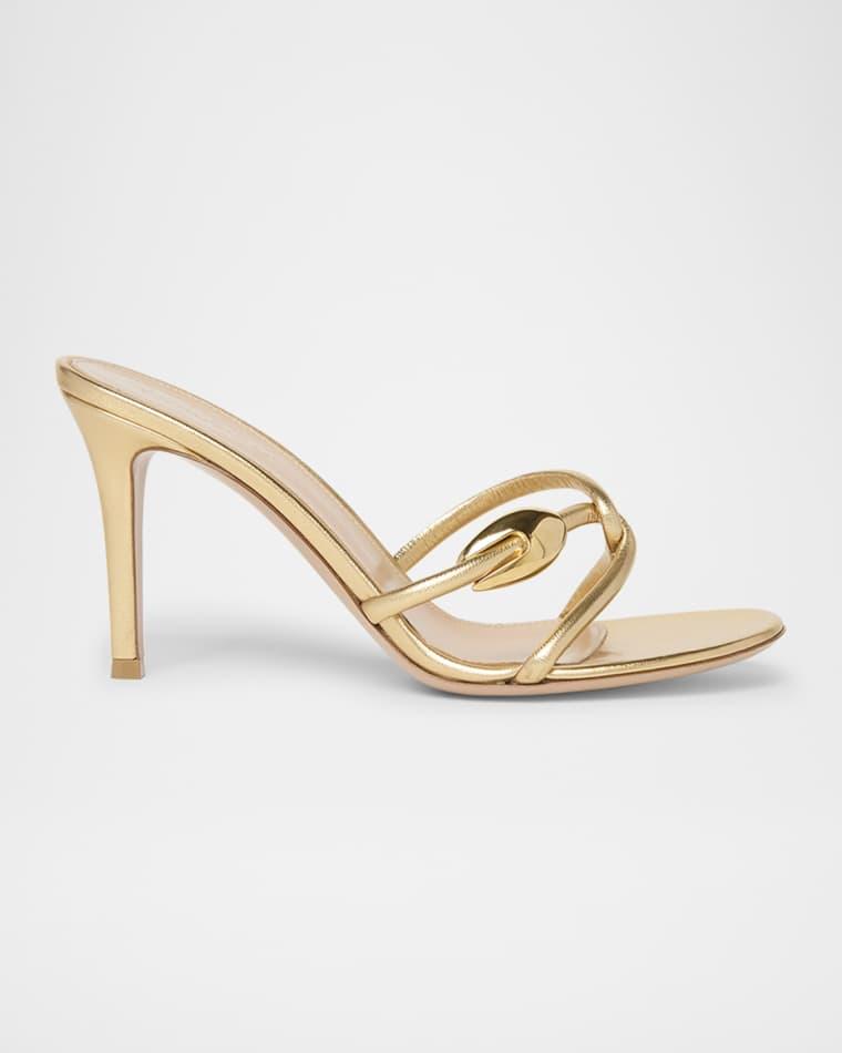 Metallic Serpent Twist Ankle-Strap Sandals by GIANVITO ROSSI