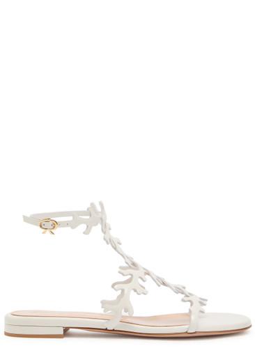 Ocean coral-design glossed nappa sandals by GIANVITO ROSSI