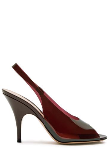 Peep-toe PVC and leather slingback sandals by GIANVITO ROSSI