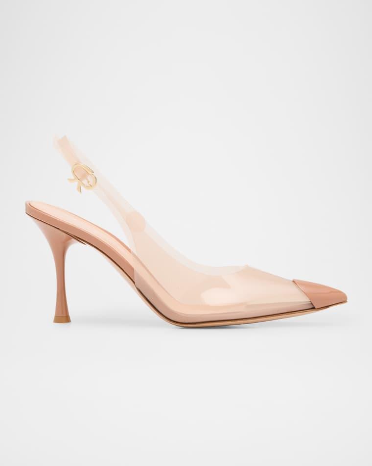 Plexi Patent Leather Cap-Toe Slingback Pumps by GIANVITO ROSSI