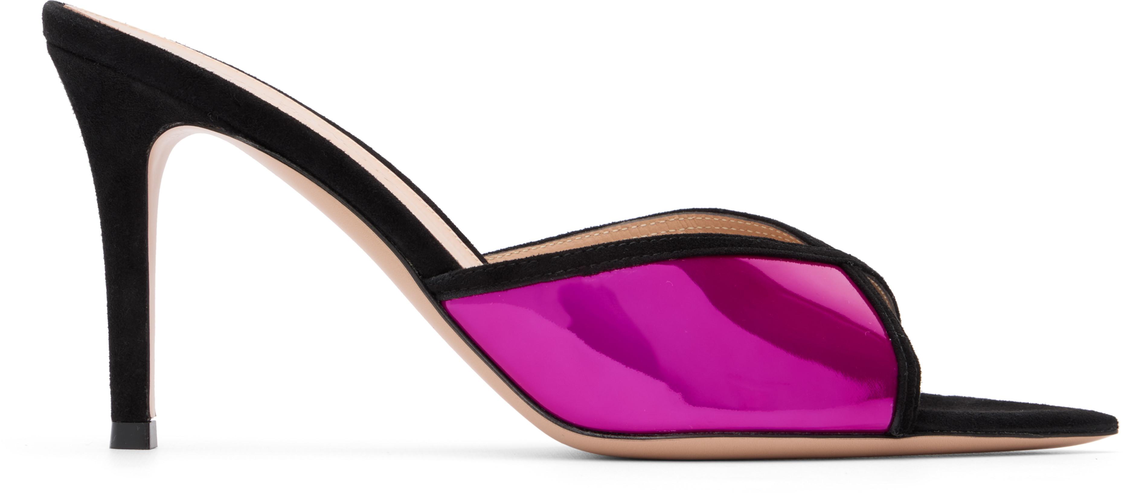 Purple & Black Confetti Mule Heeled Sandals by GIANVITO ROSSI