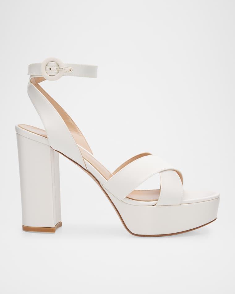 Sabrina Satin Crisscross Ankle-Strap Platform Sandals by GIANVITO ROSSI