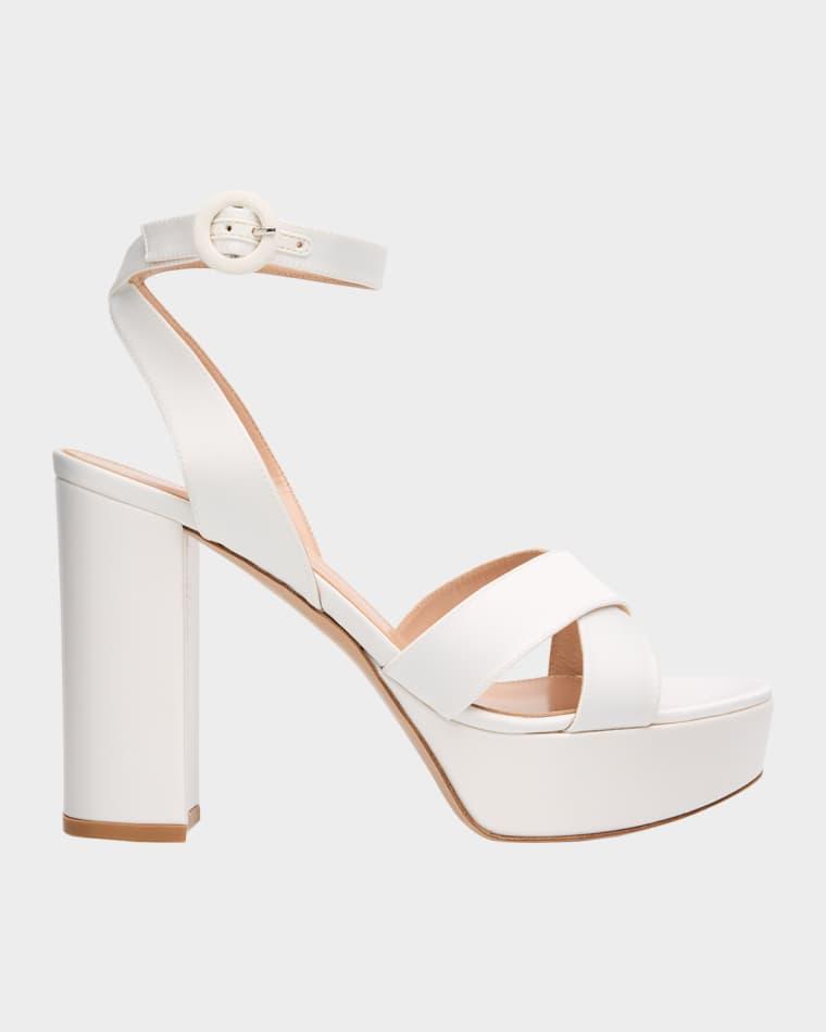 Sabrina Satin Crisscross Ankle-Strap Platform Sandals by GIANVITO ROSSI