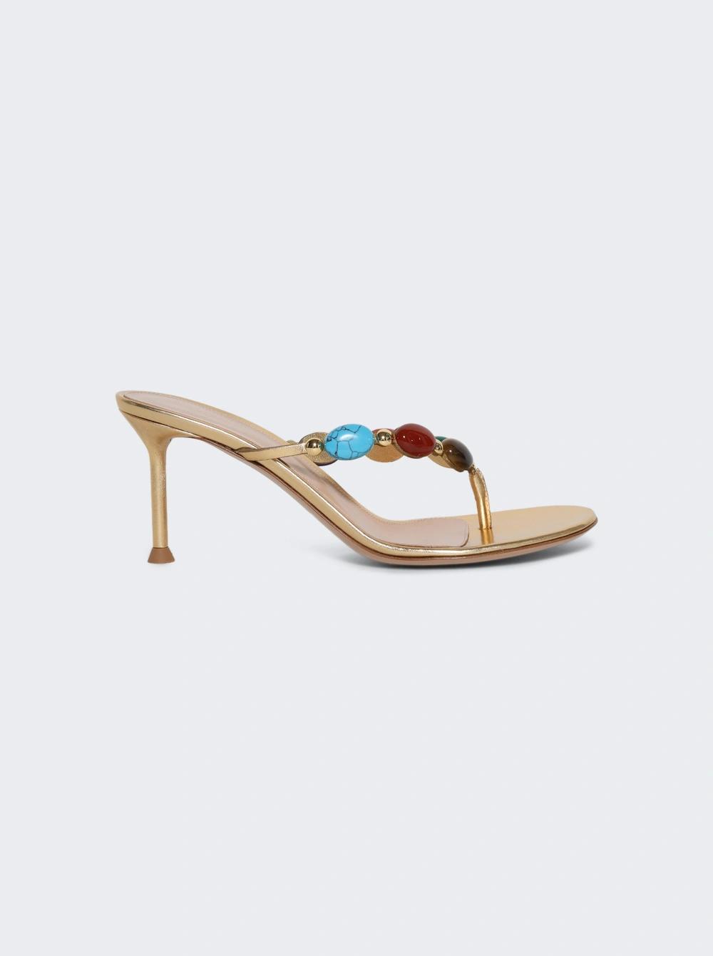 Shanti Thong 70 Sandal Metallic Gold Leather  | The Webster by GIANVITO ROSSI