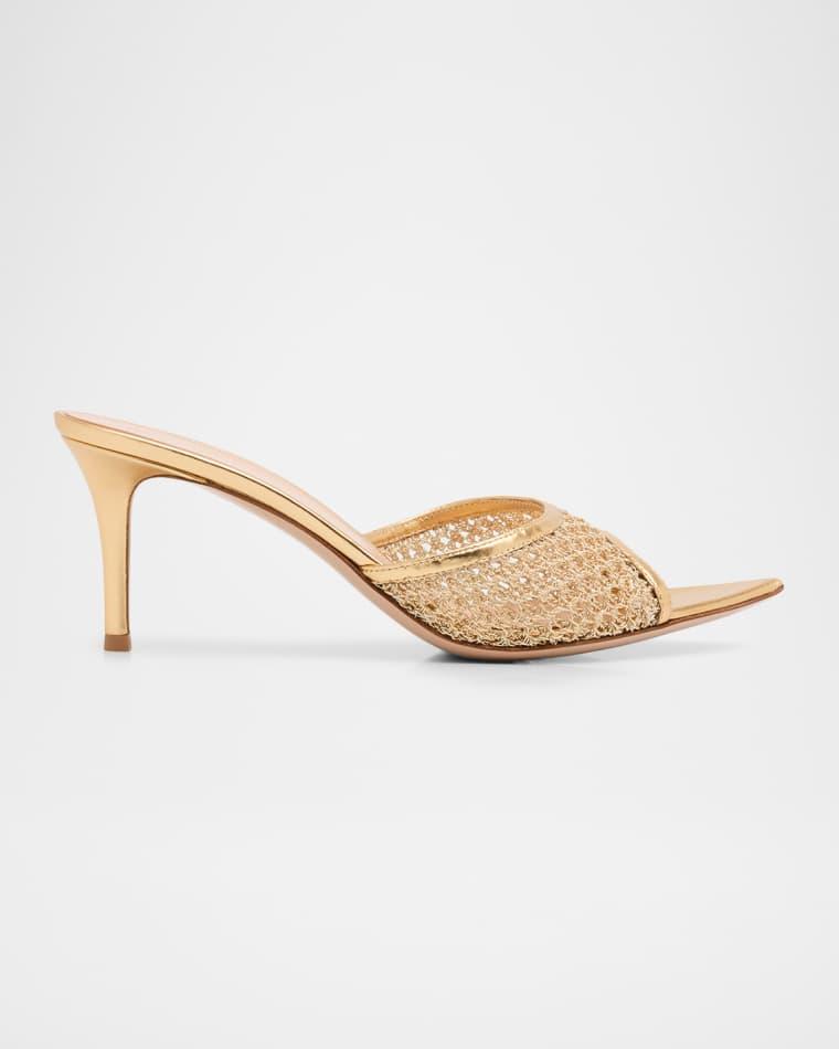 Sienna Metallic Knit Mule Sandals by GIANVITO ROSSI