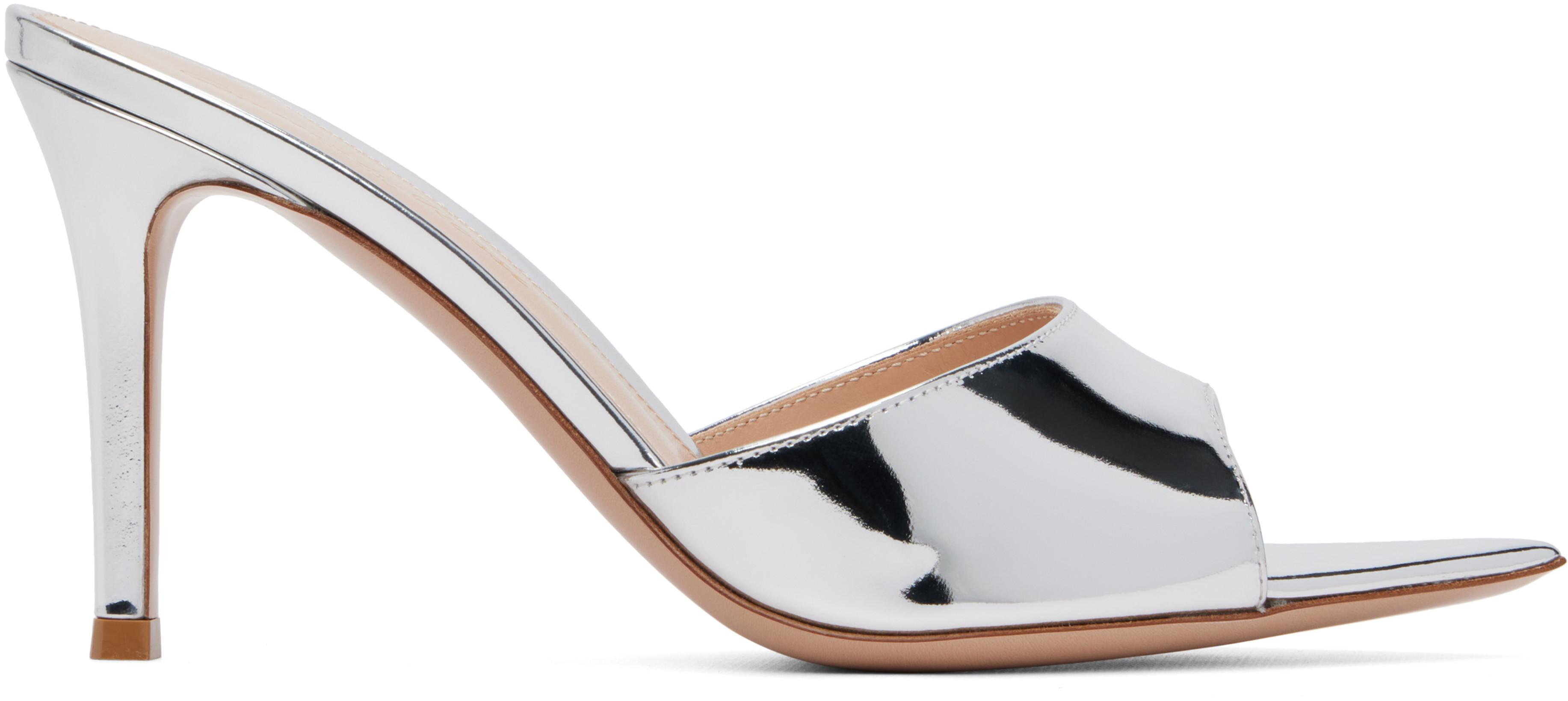 Silver Elle 85 Heeled Sandals by GIANVITO ROSSI