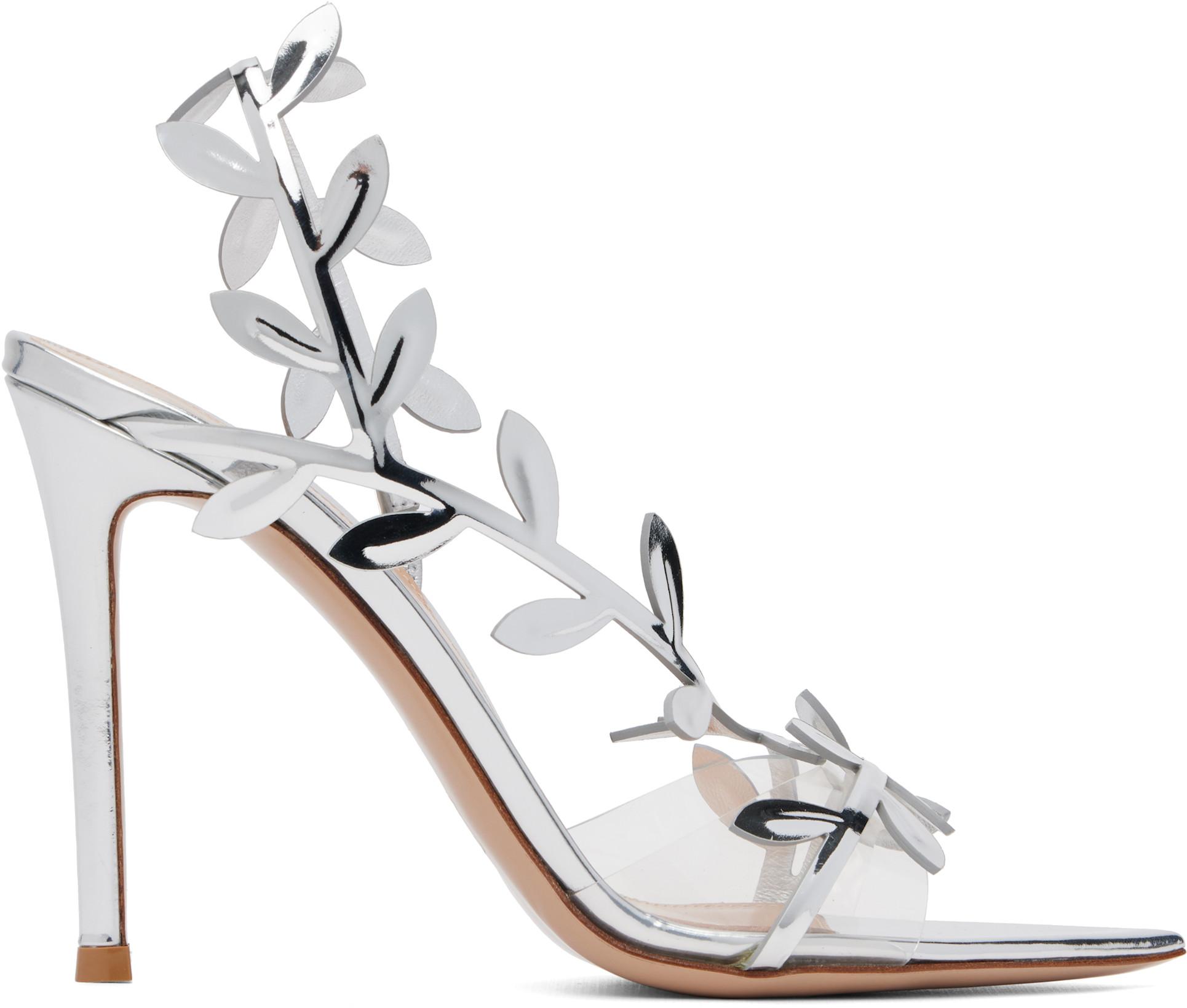 Silver Flavia Heeled Sandals by GIANVITO ROSSI