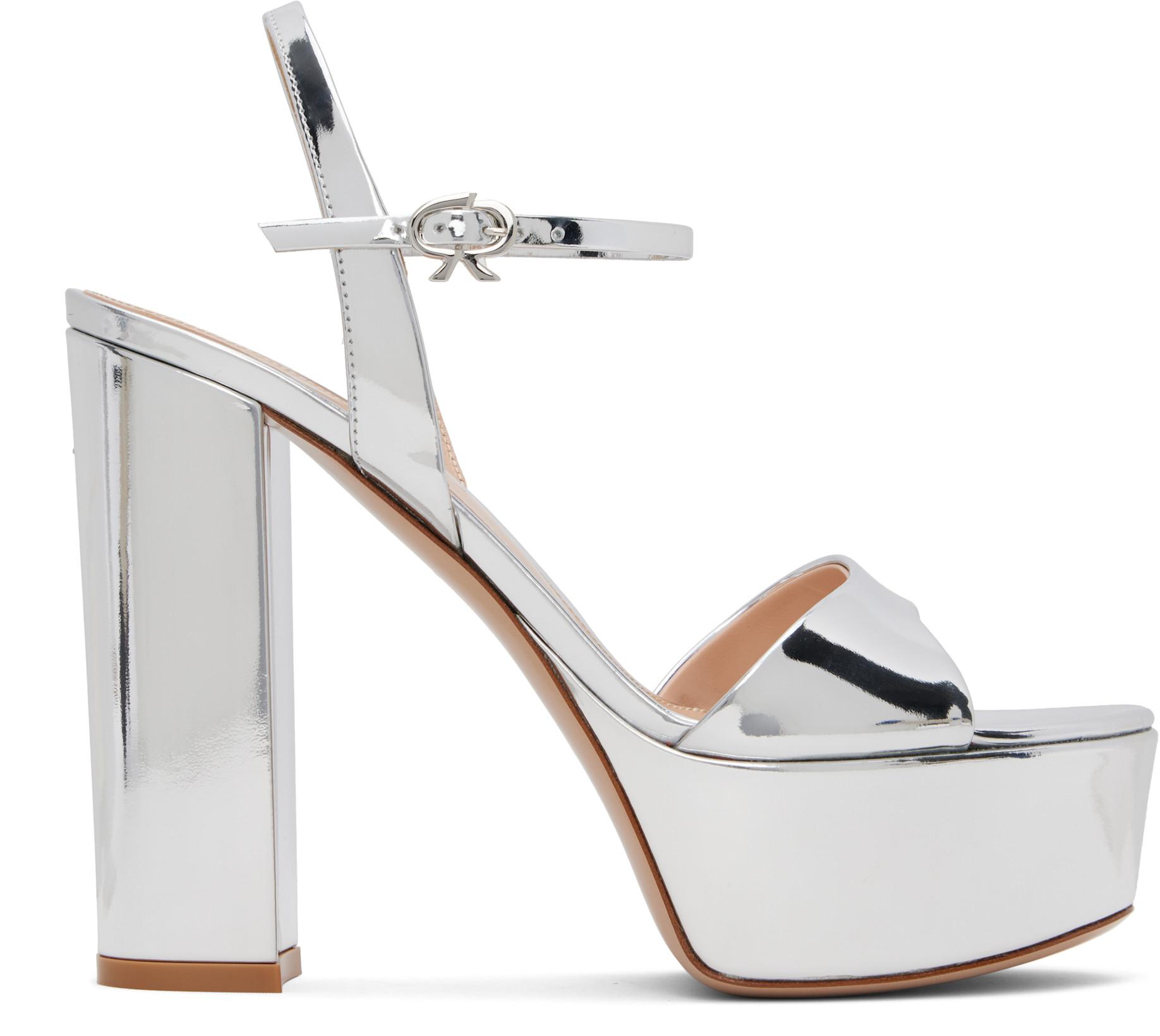 Silver Marlena Heeled Sandals by GIANVITO ROSSI