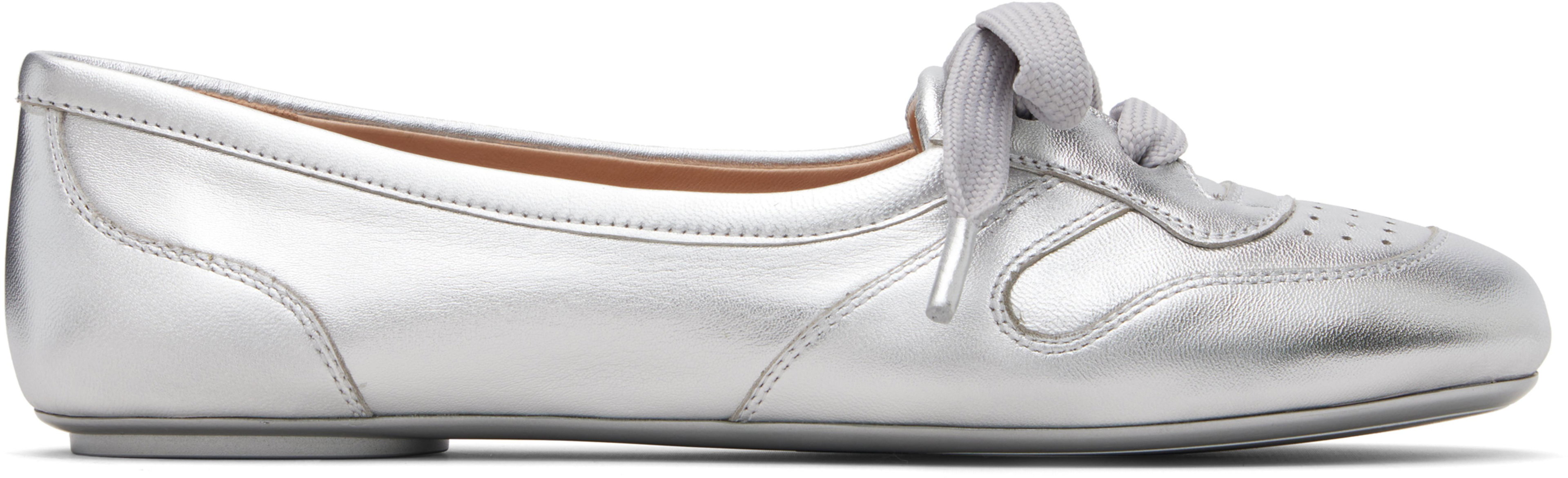 Silver Vault Ballerina Flats by GIANVITO ROSSI