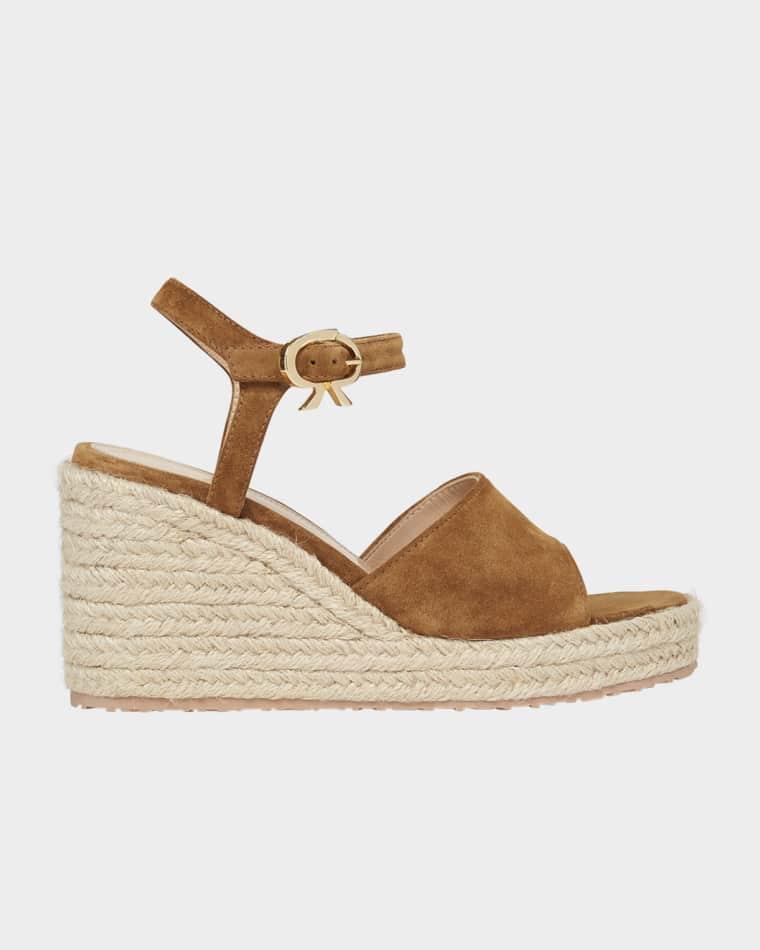 Suede Wedge Ankle-Strap Espadrilles by GIANVITO ROSSI