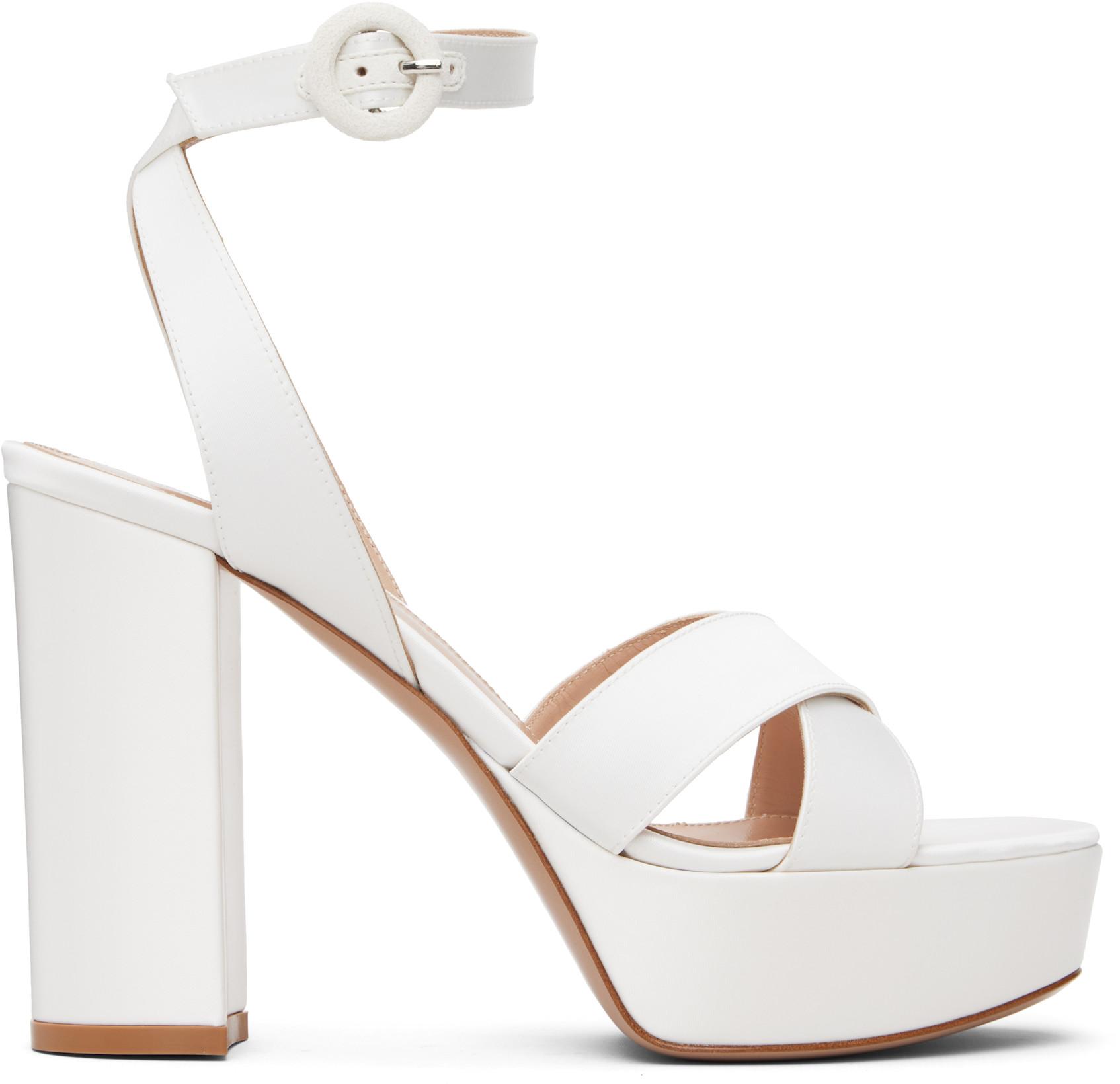 White Sabrina Heeled Sandals by GIANVITO ROSSI