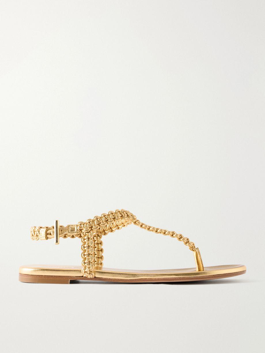 Woven metallic leather thong sandals by GIANVITO ROSSI