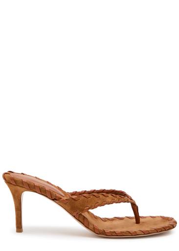 Zaira 70 woven nappa and suede sandals by GIANVITO ROSSI