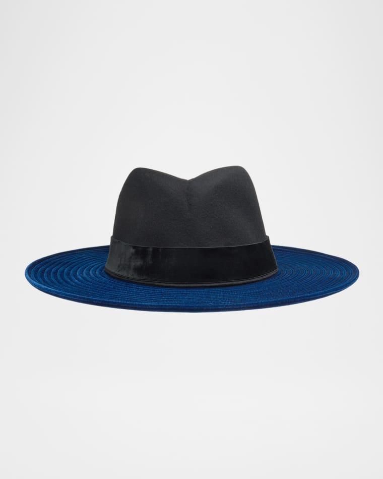 Jeanne Two Toned Velvet Fedora by GIGI BURRIS MILLINERY