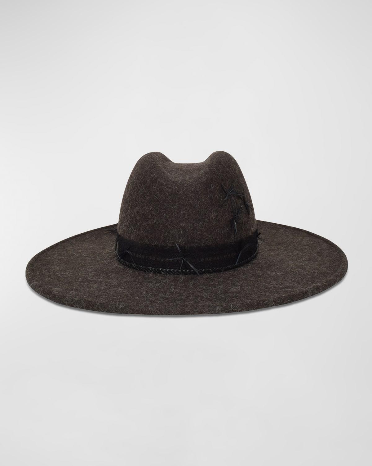 Norma Wool-Silk Fedora With Feathers by GIGI BURRIS MILLINERY