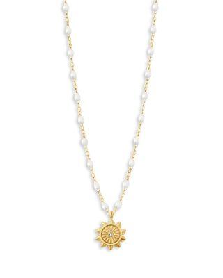 18K Yellow Gold Bead Sun Pendant Necklace by GIGI CLOZEAU