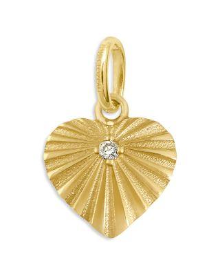 18K Yellow Gold Heart Lumi&egrave;re Diamond Sunray Heart Pendant by GIGI CLOZEAU