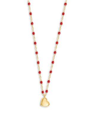 18K Yellow Gold Lucky Mini Heart Poppy Pendant Necklace by GIGI CLOZEAU